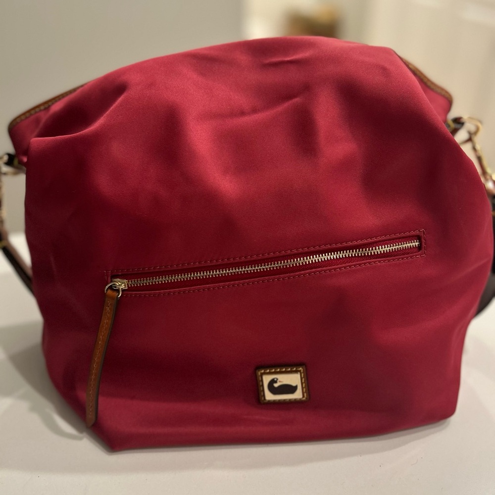 Dooney & Bourke Red Shoulder Bag with Gold Accents